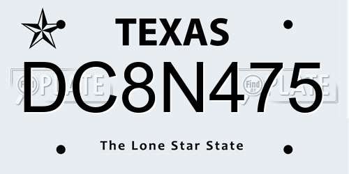 DC8N475 Texas License Plate