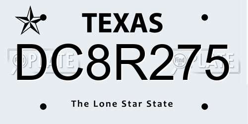 DC8R275 Texas License Plate