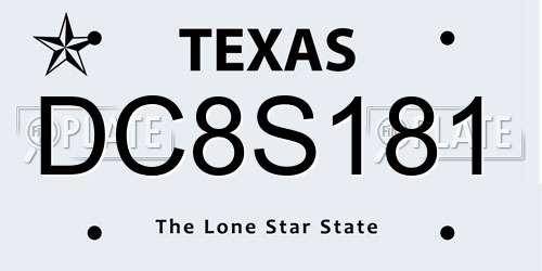 DC8S181 Texas License Plate