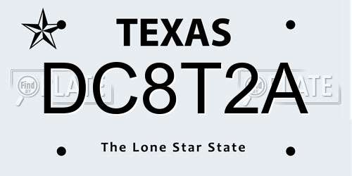 DC8T2A Texas License Plate