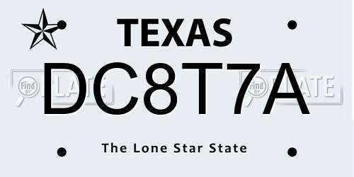 DC8T7A Texas License Plate