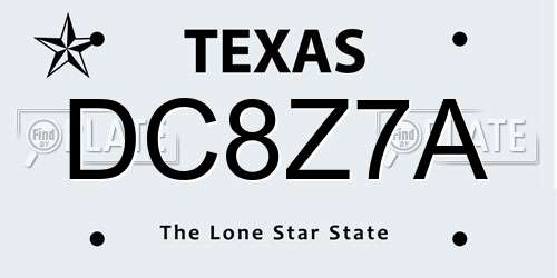 DC8Z7A Texas License Plate