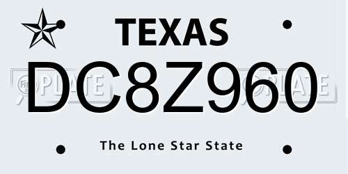 DC8Z960 Texas License Plate