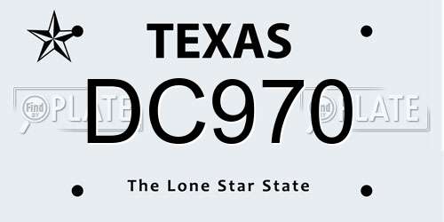 DC970 Texas License Plate