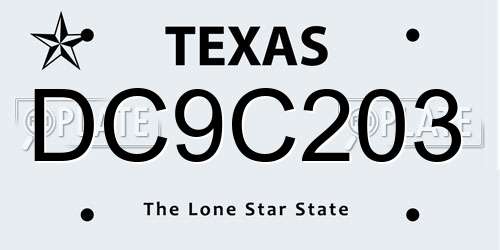 DC9C203 Texas License Plate