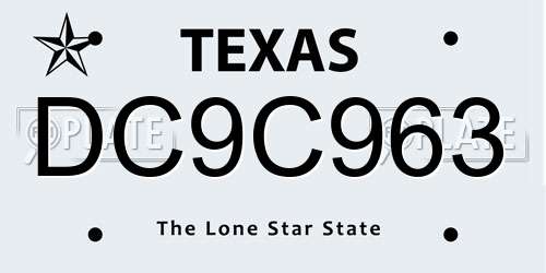 DC9C963 Texas License Plate