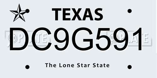 DC9G591 Texas License Plate