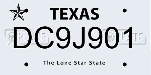 DC9J901 Texas License Plate