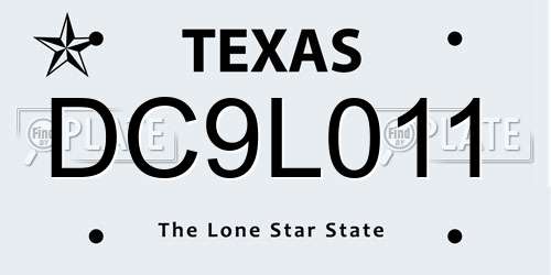 DC9L011 Texas License Plate