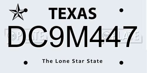 DC9M447 Texas License Plate