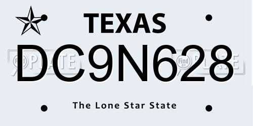 DC9N628 Texas License Plate