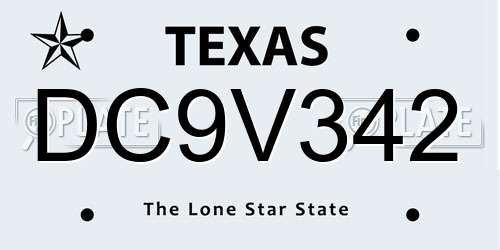 DC9V342 Texas License Plate