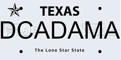 DCADAMA Texas License Plate