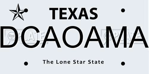 DCAOAMA Texas License Plate