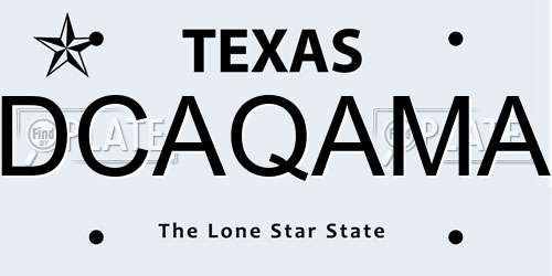 DCAQAMA Texas License Plate