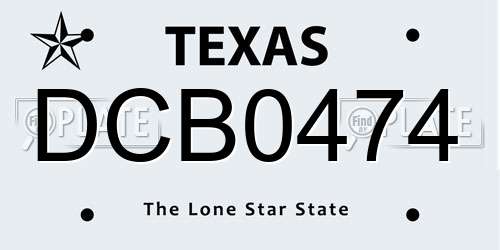 DCB0474 Texas License Plate