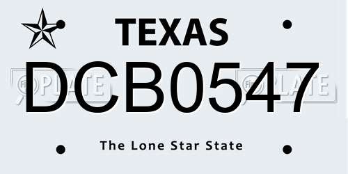 DCB0547 Texas License Plate