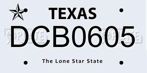DCB0605 Texas License Plate