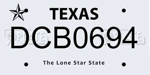 DCB0694 Texas License Plate