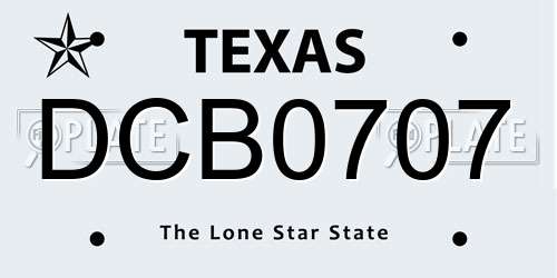 DCB0707 Texas License Plate