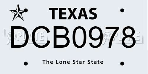 DCB0978 Texas License Plate