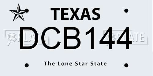 DCB144 Texas License Plate