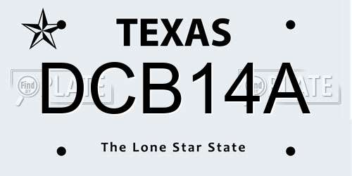 DCB14A Texas License Plate