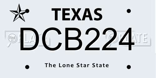 DCB224 Texas License Plate