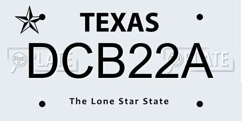 DCB22A Texas License Plate