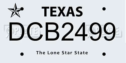 DCB2499 Texas License Plate