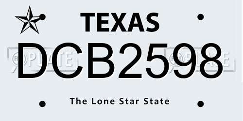 DCB2598 Texas License Plate
