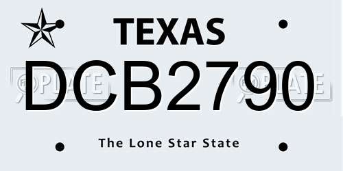 DCB2790 Texas License Plate