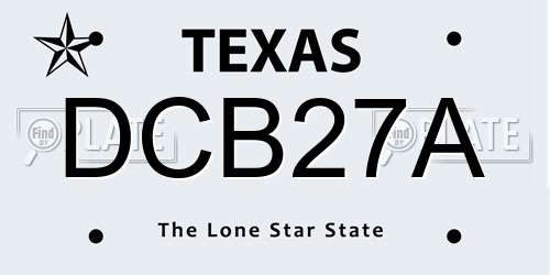 DCB27A Texas License Plate