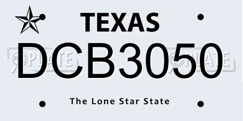 DCB3050 Texas License Plate