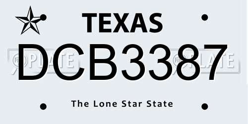 DCB3387 Texas License Plate