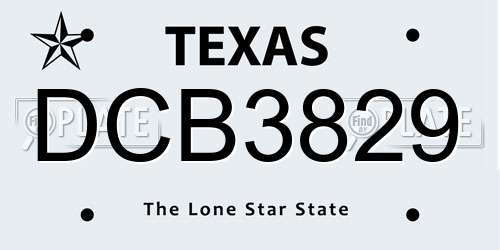 DCB3829 Texas License Plate