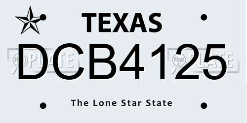 DCB4125 Texas License Plate