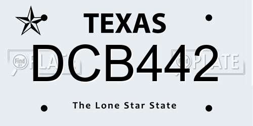 DCB442 Texas License Plate