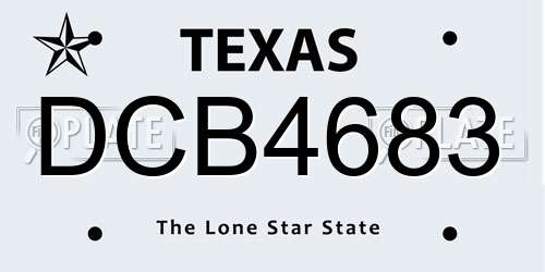 DCB4683 Texas License Plate