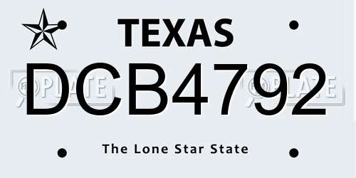 DCB4792 Texas License Plate