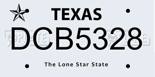 DCB5328 Texas License Plate