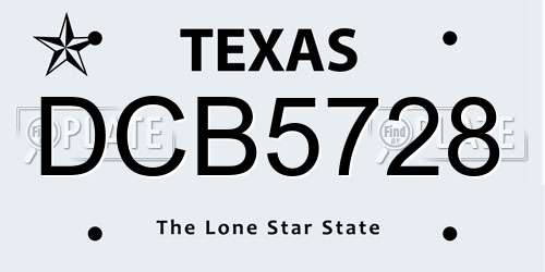 DCB5728 Texas License Plate