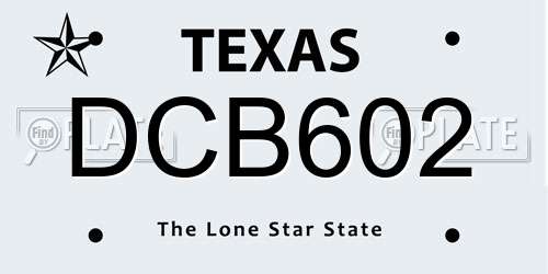 DCB602 Texas License Plate