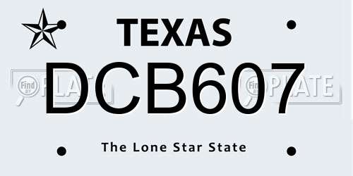 DCB607 Texas License Plate
