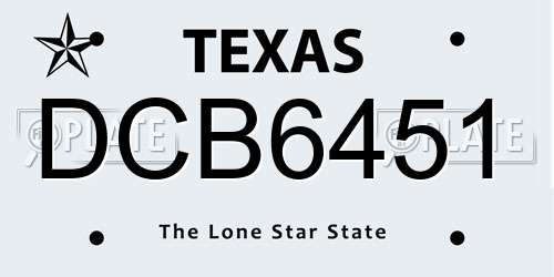 DCB6451 Texas License Plate