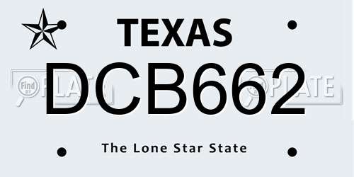 DCB662 Texas License Plate