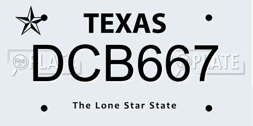 DCB667 Texas License Plate