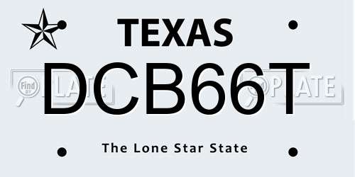 DCB66T Texas License Plate