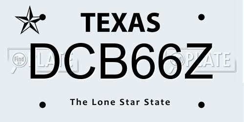 DCB66Z Texas License Plate