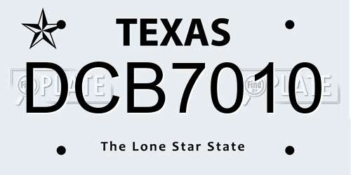 DCB7010 Texas License Plate